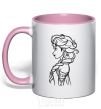 Mug with a colored handle Anna profile light-pink фото