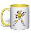 Mug with a colored handle Michelangelo yellow фото