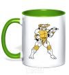 Mug with a colored handle Michelangelo kelly-green фото