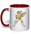 Mug with a colored handle Michelangelo red фото