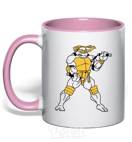 Mug with a colored handle Michelangelo light-pink фото