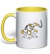Mug with a colored handle Michelangelo attacks yellow фото
