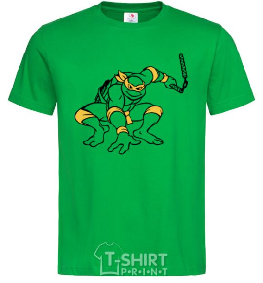Men's T-Shirt Michelangelo attacks kelly-green фото