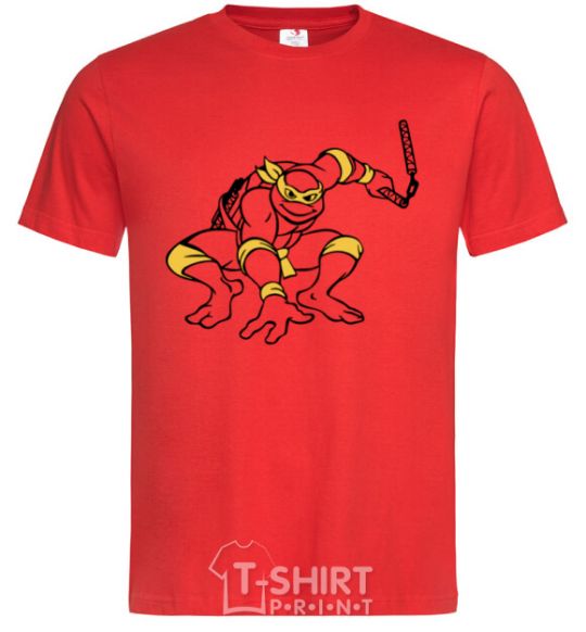 Men's T-Shirt Michelangelo attacks red фото