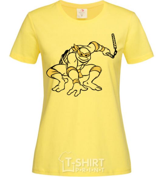 Женская футболка Микеланджело нападает Лимонный фото