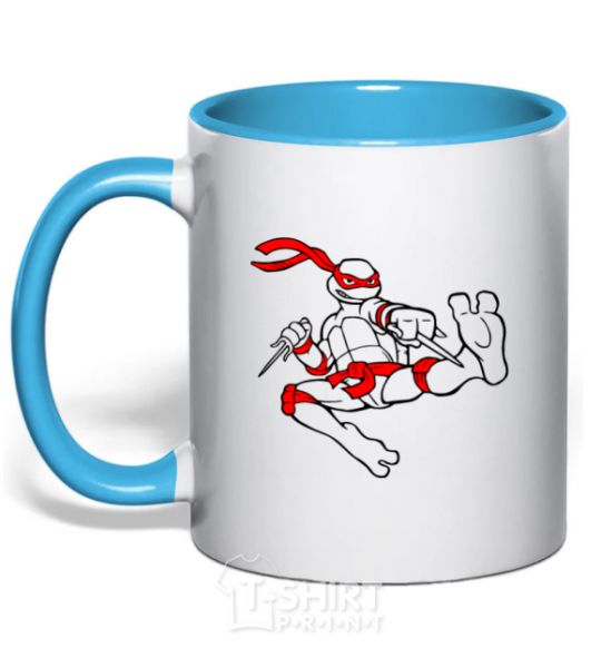 Mug with a colored handle Raphael sky-blue фото