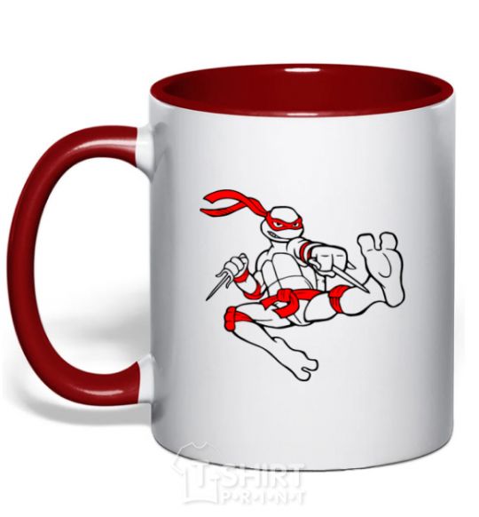 Mug with a colored handle Raphael red фото