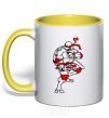 Mug with a colored handle Raphael fight yellow фото