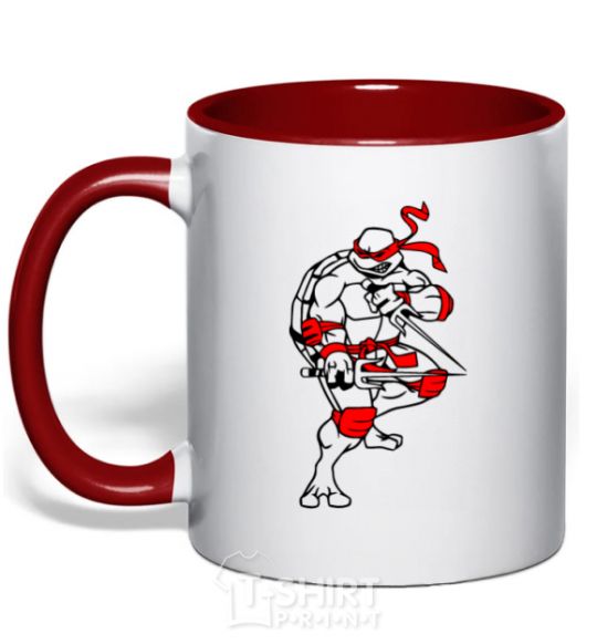 Mug with a colored handle Raphael fight red фото