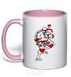 Mug with a colored handle Raphael fight light-pink фото