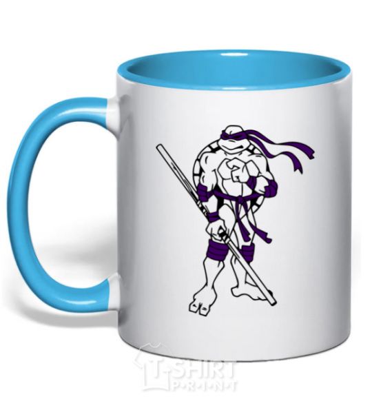 Mug with a colored handle Donatello sky-blue фото