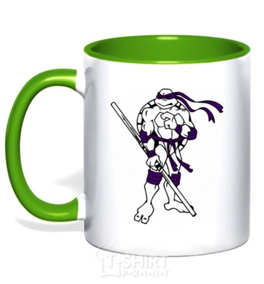 Mug with a colored handle Donatello kelly-green фото