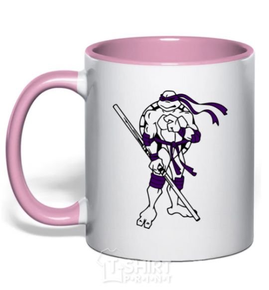 Mug with a colored handle Donatello light-pink фото