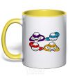 Mug with a colored handle All turtles yellow фото