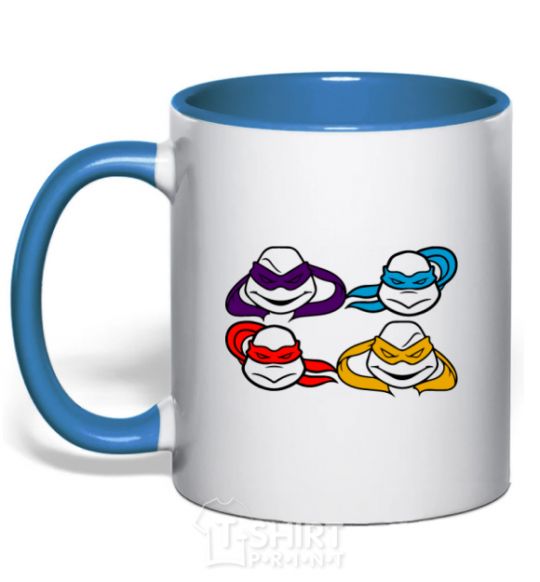 Mug with a colored handle All turtles royal-blue фото