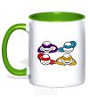 Mug with a colored handle All turtles kelly-green фото