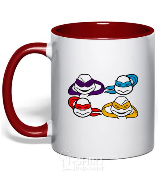 Mug with a colored handle All turtles red фото