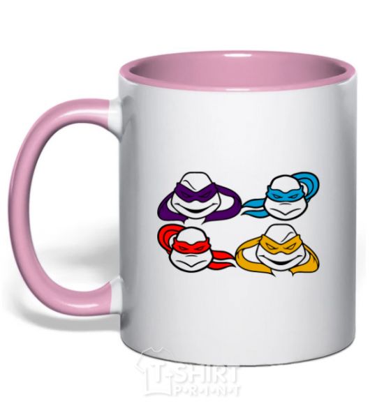 Mug with a colored handle All turtles light-pink фото