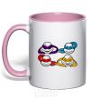 Mug with a colored handle All turtles light-pink фото