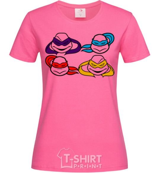 Женская футболка Все черепашки Ярко-розовый фото