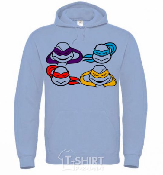 Men`s hoodie All turtles sky-blue фото