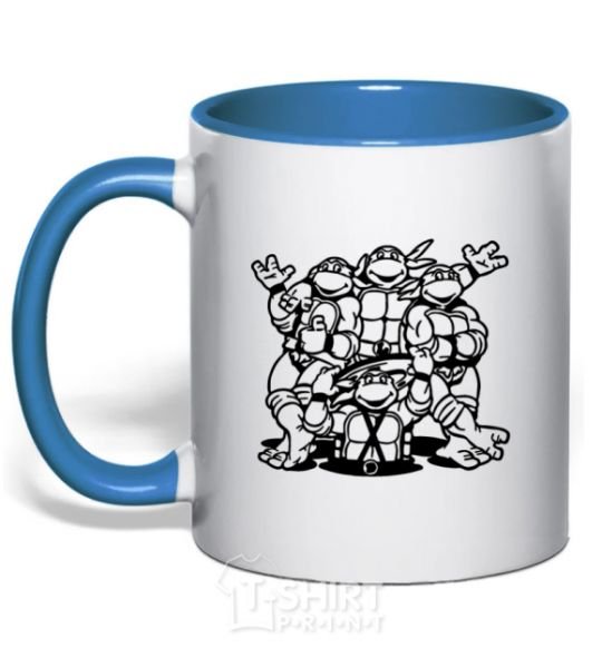Mug with a colored handle Shells at the hatch royal-blue фото