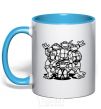 Mug with a colored handle Shells at the hatch sky-blue фото