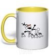 Mug with a colored handle Olaf and the snowmen yellow фото