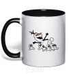 Mug with a colored handle Olaf and the snowmen black фото
