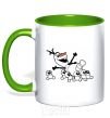 Mug with a colored handle Olaf and the snowmen kelly-green фото