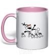 Mug with a colored handle Olaf and the snowmen light-pink фото