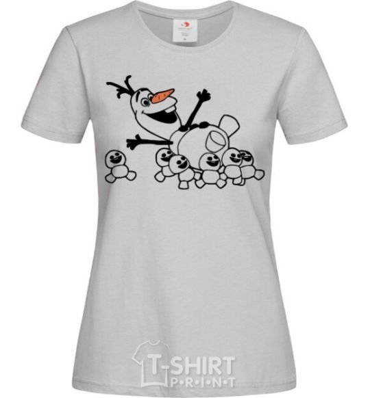 Women's T-shirt Olaf and the snowmen grey фото