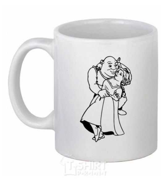 Ceramic mug Shrek and Fiona White фото