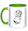 Mug with a colored handle Shrek and Fiona kelly-green фото