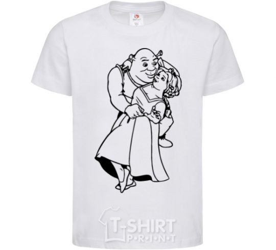 Kids T-shirt Shrek and Fiona White фото