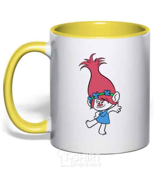 Mug with a colored handle Rose dances yellow фото