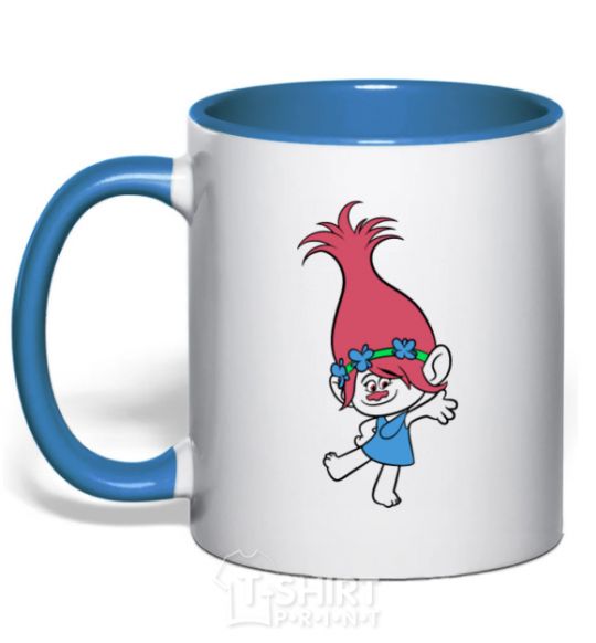 Mug with a colored handle Rose dances royal-blue фото