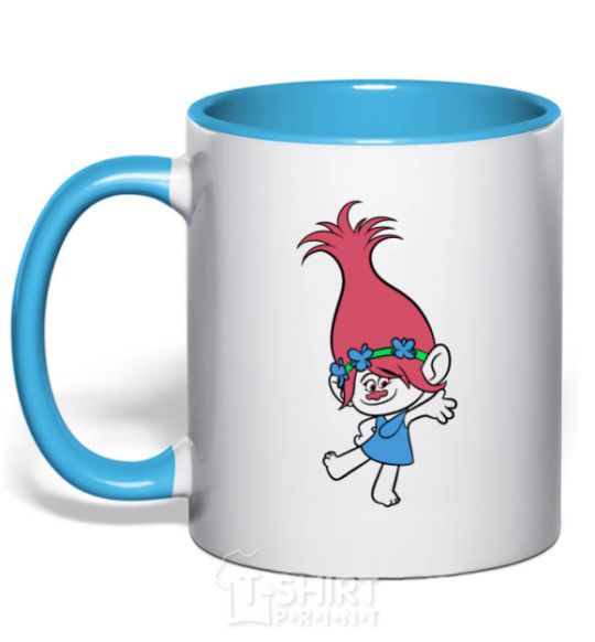 Mug with a colored handle Rose dances sky-blue фото