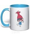 Mug with a colored handle Rose dances sky-blue фото