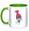 Mug with a colored handle Rose dances kelly-green фото