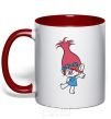 Mug with a colored handle Rose dances red фото