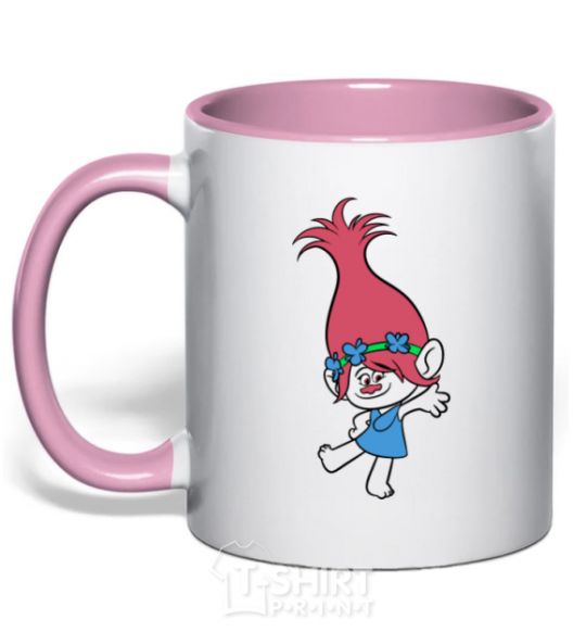 Mug with a colored handle Rose dances light-pink фото