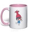 Mug with a colored handle Rose dances light-pink фото