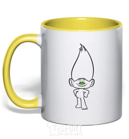 Mug with a colored handle Diamond yellow фото