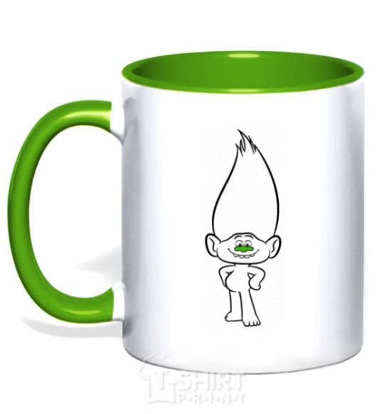 Mug with a colored handle Diamond kelly-green фото