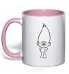 Mug with a colored handle Diamond light-pink фото