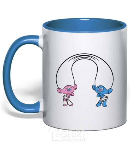 Чашка с цветной ручкой Сатинка и Синелька Ярко-синий фото