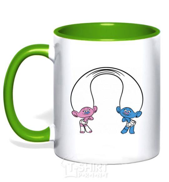 Mug with a colored handle Satinka and Cinelka kelly-green фото