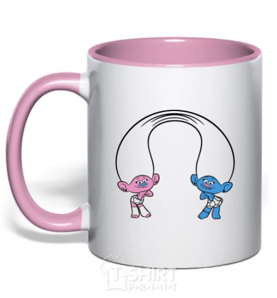 Mug with a colored handle Satinka and Cinelka light-pink фото