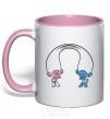 Mug with a colored handle Satinka and Cinelka light-pink фото